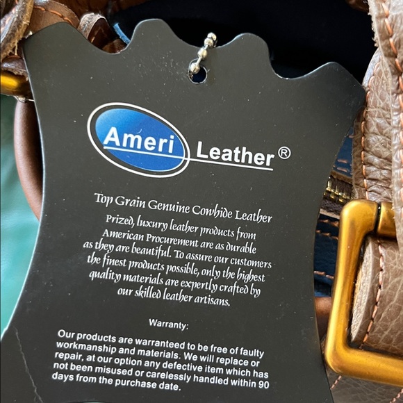 NWT~Genuine Leather Amerileather color Woven Leather Tote with Removable Pouch - Picture 8 of 13